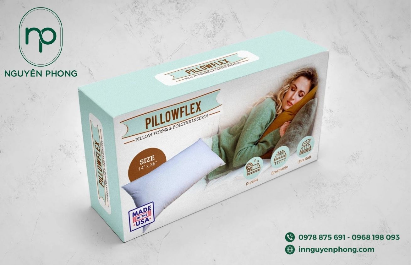 Mẫu hộp giấy đựng gối thiết kế nổi bật